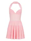 Balmain Textured Knit Halterneck A-line Dress In Pink