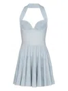Balmain Knitted A-line Mini Dress In Blue