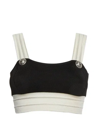 Pre-owned Balmain Knitted Bralette Top In Black