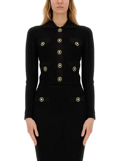 Balmain Knitted Cardigan In Black
