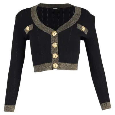 Balmain Knitted Cardigan In Black Viscose