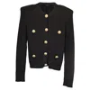 Balmain Button-embellished Ribbed Cardigan In Black