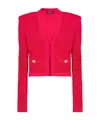 Balmain Lon Sleeves Side To Side Flechage Knit Cardigan In Red