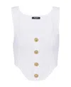 Balmain Buttoned Knitted Corset Top In White