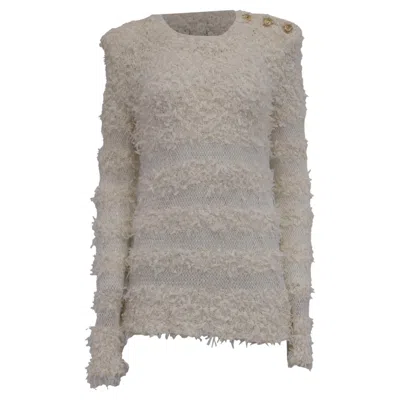 Pre-owned Balmain Knitted Crewneck Sweater In White Cotton