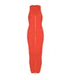 Balmain Long Sleeveless Dress In Crocodile Knit In Red