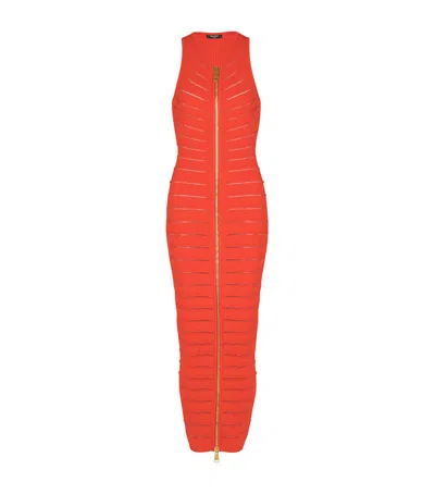 BALMAIN KNITTED DISTRESSED MIDI DRESS