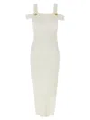 Balmain White Knit Dress With Double Straps