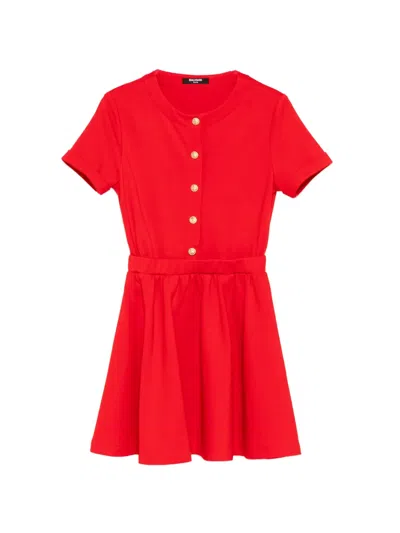 Balmain Kids' Knitted Dress In Red