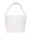 Balmain Knitted Halterneck Crop Top In White