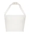 Balmain Knitted Halterneck Crop Top In White