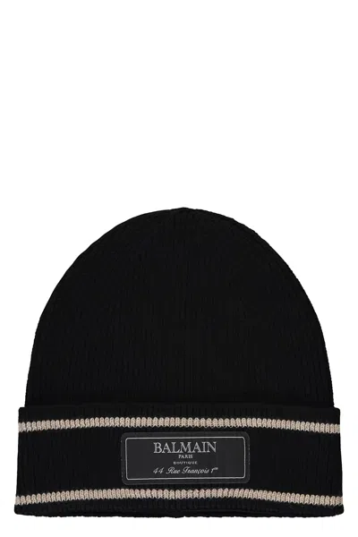 Balmain Knitted Hat In Black Color