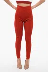 Balmain Knitted High-waisted Leggings With Zip In Red
