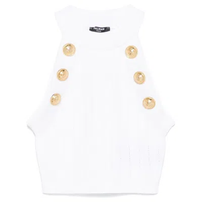 BALMAIN BALMAIN HALTERNECK KNIT CROPPED TOP