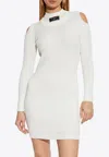 Shop Balmain Knitted Long-sleeved Mini Dress In Cream