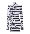 Balmain Stripe Love Letter Jacquard Knitted Dress In White