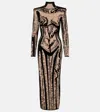 Balmain Knitted Maxi Dress In Beige