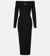 Balmain Women's Ls Double Collar Knit Zipped Midi Dress In Black