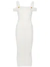 Balmain White Knit Dress With Double Straps In White