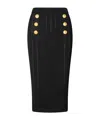 Balmain Decorative-buttons Ribbed Pencil Skirt In Black