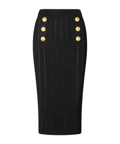 BALMAIN BALMAIN RIBBED KNIT MIDI SKIRT
