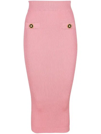 BALMAIN KNITTED MIDI SKIRT - WOMEN'S - POLYESTER/VISCOSE