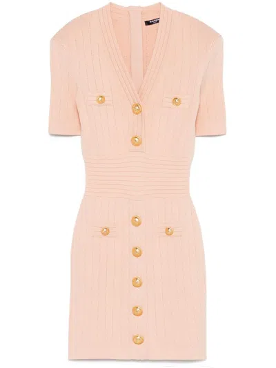 Balmain 'snail' Dress With Pockets And Buttons In Pink