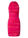 Balmain Printed Mini Body-con Dress In Pink
