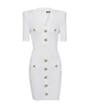Balmain Button-embellished Ribbed-knit Minidress In White