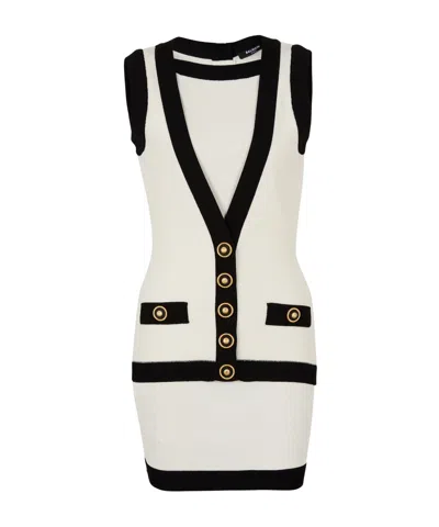 BALMAIN BALMAIN TWO-TONE KNIT DRESS