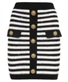 Balmain Button-embellished Metallic Striped Knitted Mini Skirt