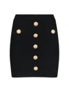 Balmain Black Mini Pencil Skirt With Jewel Buttons In Stretch Viscose Blend Woman In Black