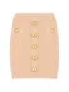 Balmain Buttoned Knitted Midi Skirt In Brown