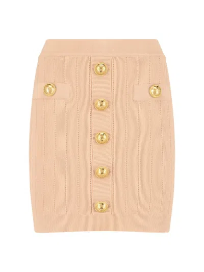 Balmain Knitted Mini Skirt Pink