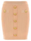 Balmain Buttoned Knitted Midi Skirt In Powder