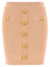 Balmain Buttoned Knitted Midi Skirt In Pink