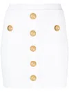 Balmain Knit Mini Skirt With Embossed Buttons Women In White