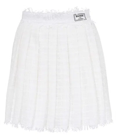 Balmain Knitted Mini Skirt In White