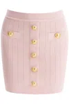 Balmain Knitted Mini Skirt With Embossed Buttons