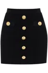 Balmain Knitted Mini Skirt With Embossed Buttons In Black