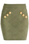 Balmain Openwork Knit Mini Skirt In Green