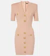 Balmain 'snail' Dress With Pockets And Buttons In Nude Rosé