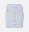 Balmain Button Knitted Skirt In Blue