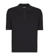 Balmain Textured Black Knitted Polo With Classic Collar