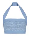 Balmain Monogram Sleeveless Top In Blue