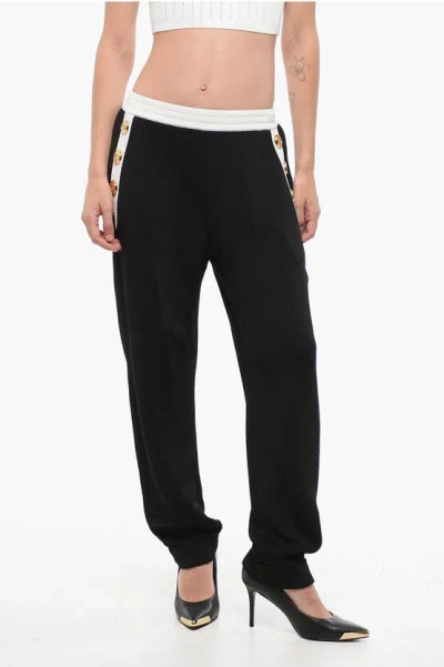 Balmain Knitted Pants With Decorative Buttons In Black