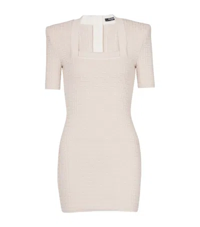 Balmain Pb Labyrinth Knitted Mini Dress In Pink
