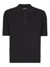 Balmain Textured Black Knitted Polo With Classic Collar In Black