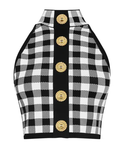 Balmain Knitted Short Vest In Multi