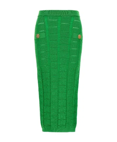 Balmain Knitted Skirt In Green
